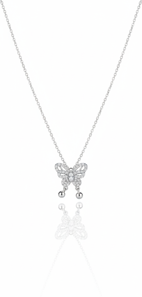 Silver neck chain - butterfly