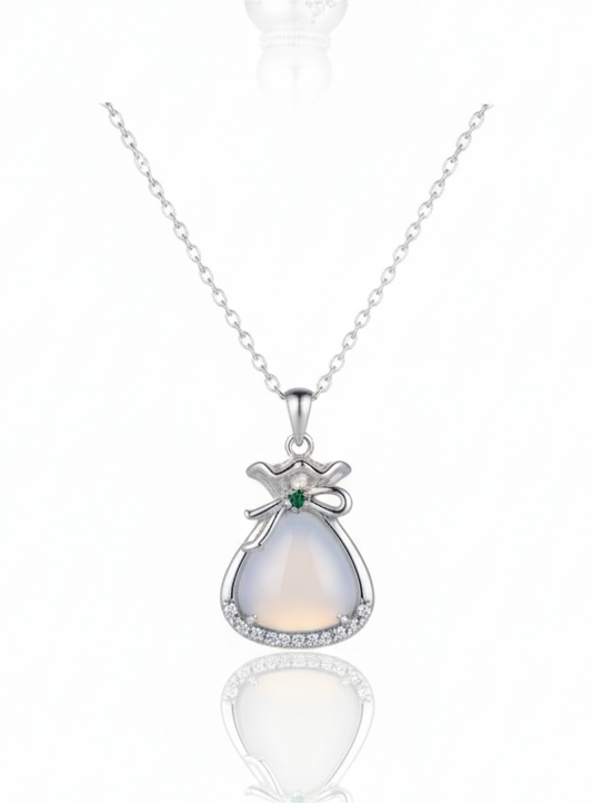 silver neck chain -白玉葫蘆純銀項鍊